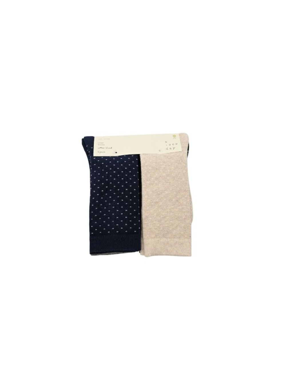 NWT A New Day 6 Pack Crew Socks Polka Dots Shoe Sz 4-10 Navy Gray Beige Preppy